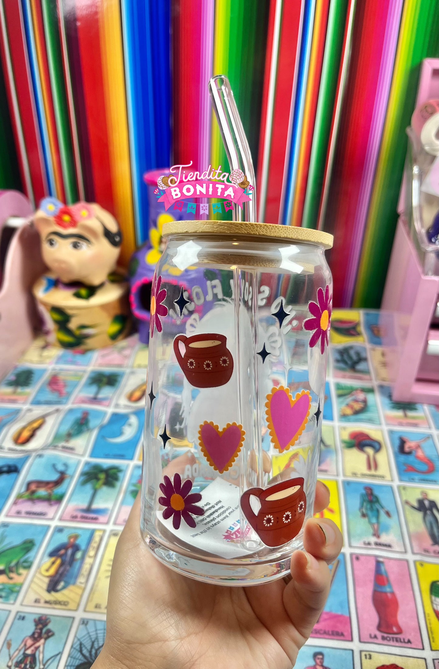 No soy floja glass can cup