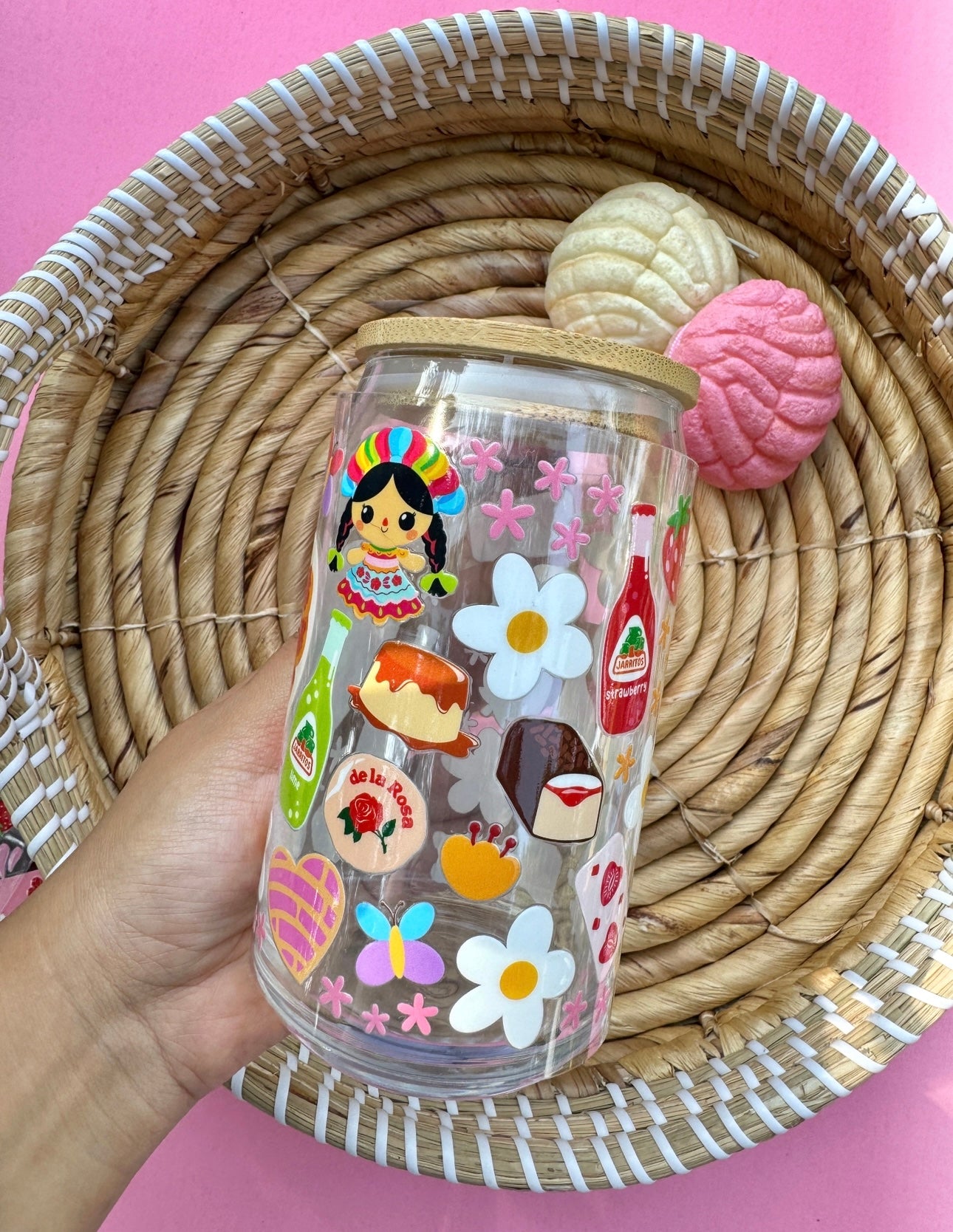 Antojitos mexicanos glass can cup