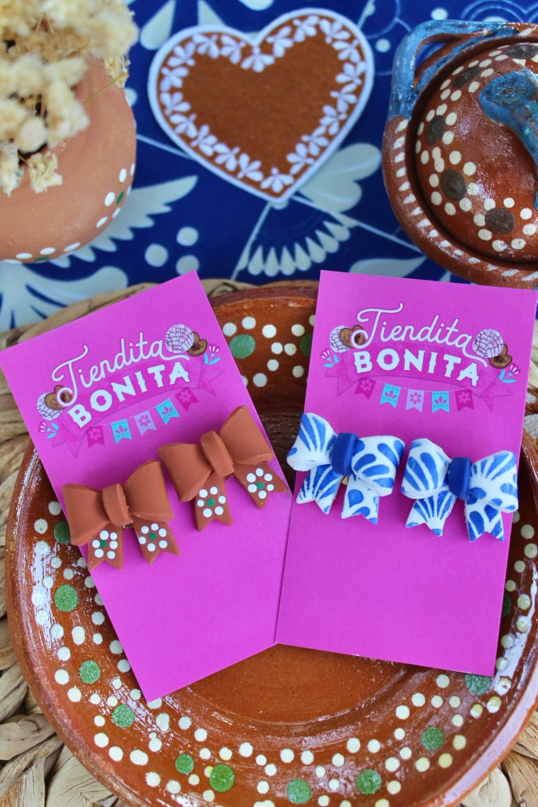 Talavera and barro earrings