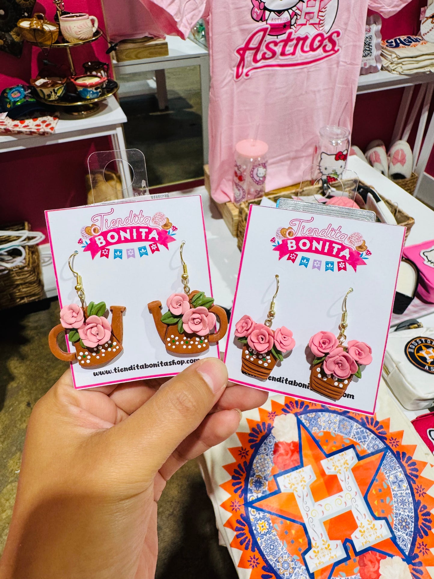 Floral barro earring
