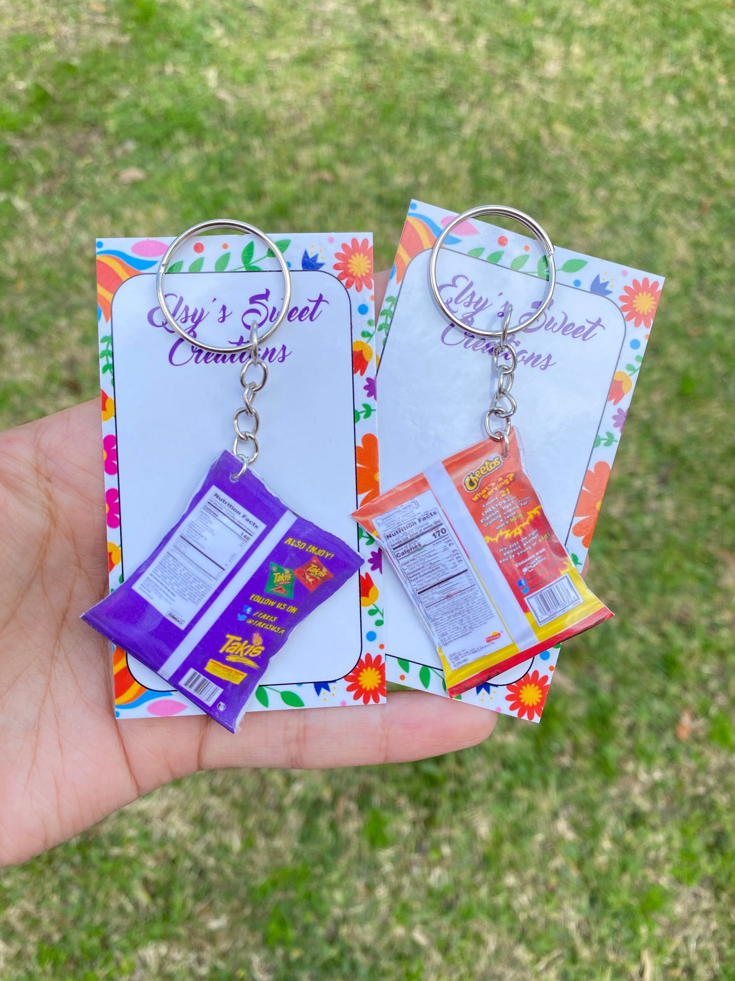 Takis and hot cheetos bag keychains