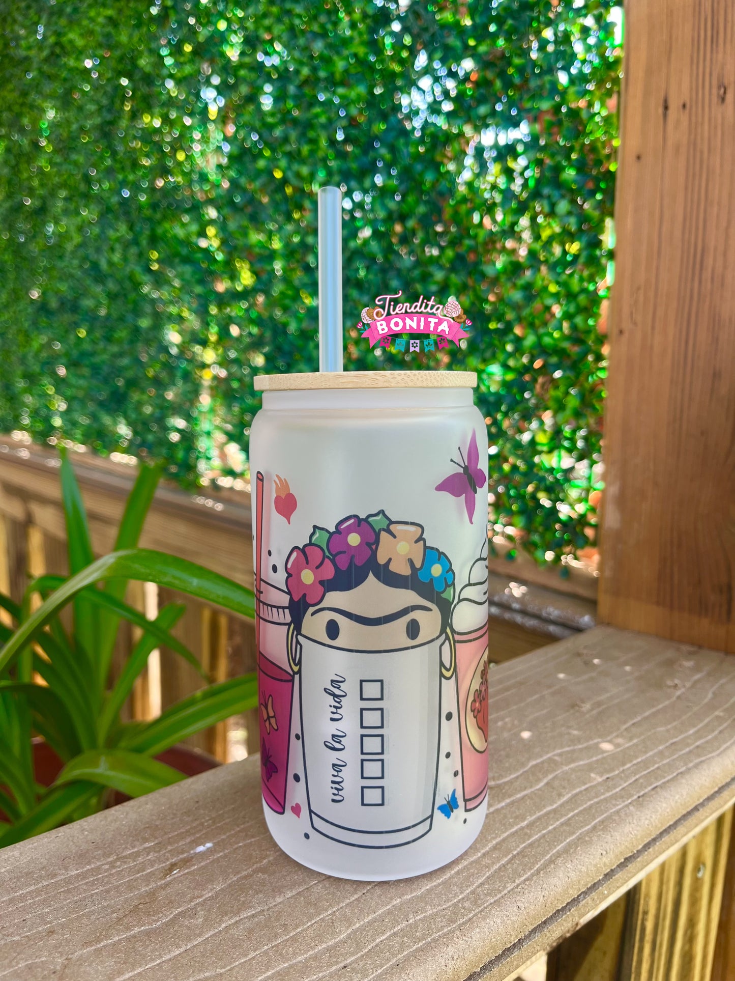 Frida Kahlo glass cup