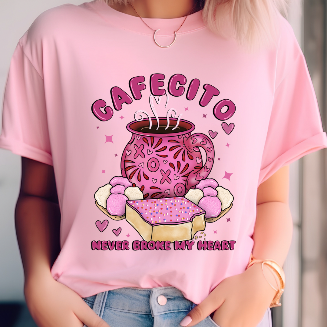 Cafecito never broke my heart t-shirt