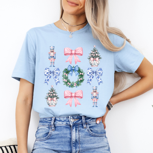 Blue Christmas coquette t-shirt