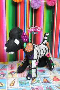 Handmade plush Mexican dog embroidered for día de los muertos