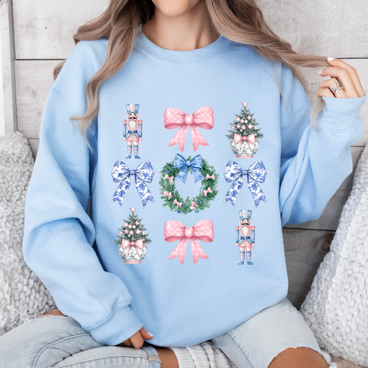 Blue Christmas coquette crewneck