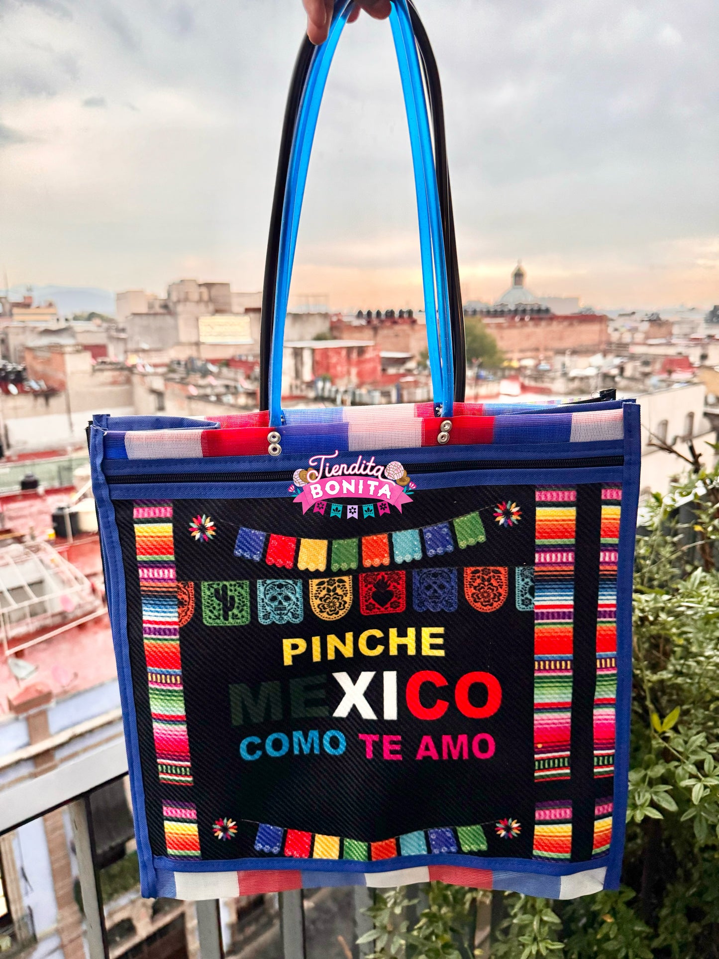 Mexico como te amo mercado bag