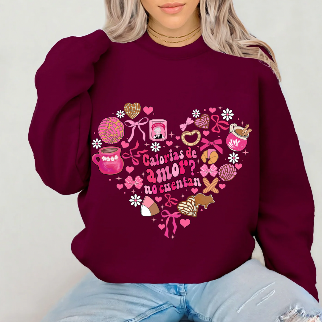 Calorias de amor maroon crewneck