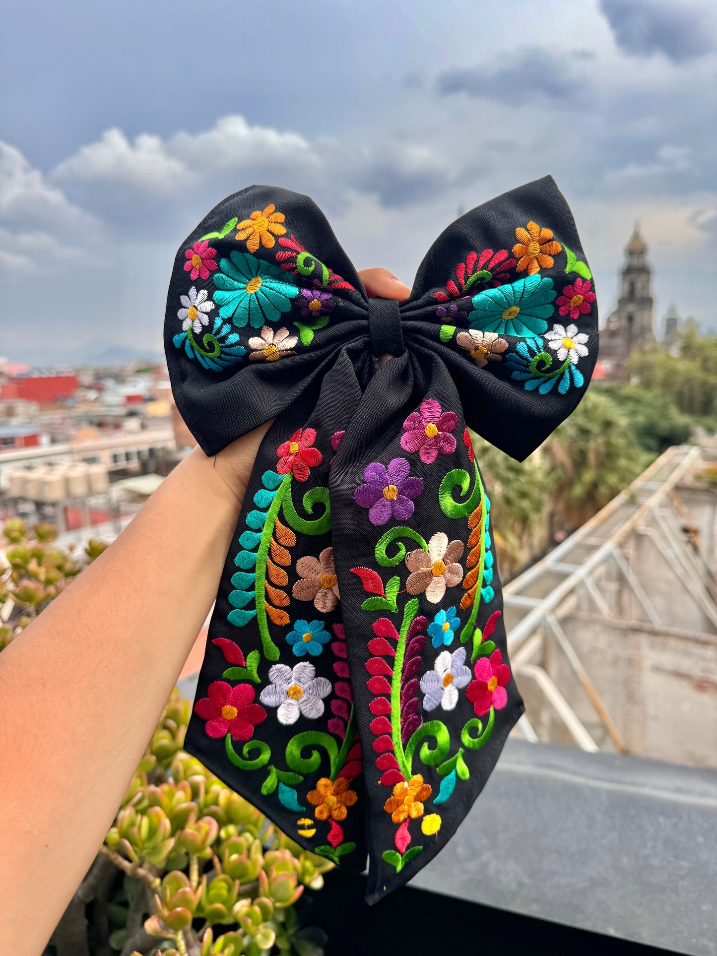 Embroidered bow