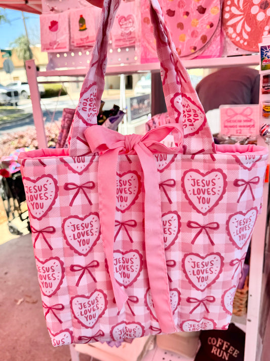 Jesus loves you  tote bag (pink)