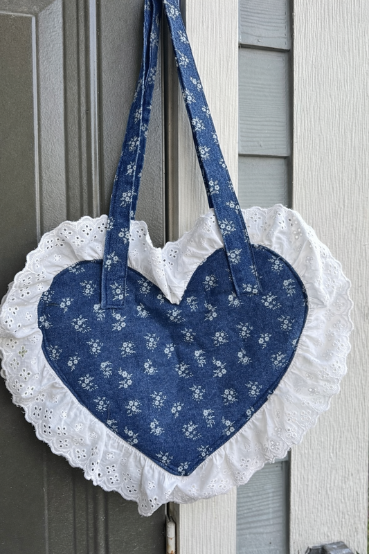 Corazon denim and lace bag