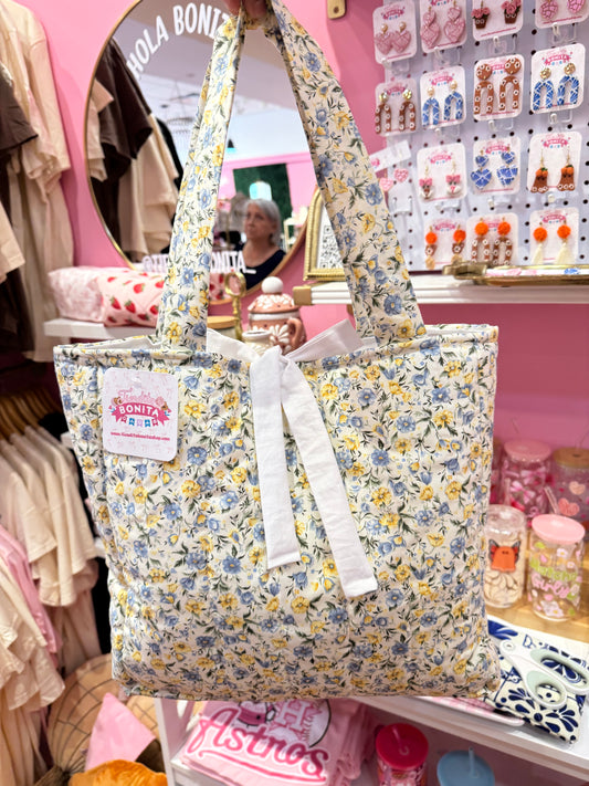 Floral quilted tote