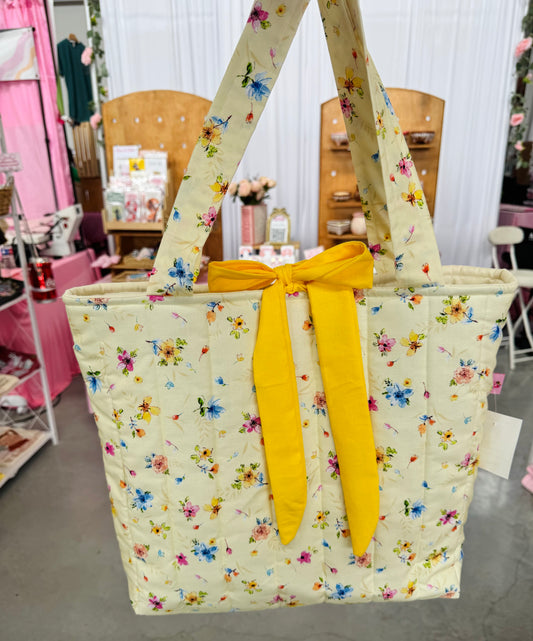 Floral yellow spring tote