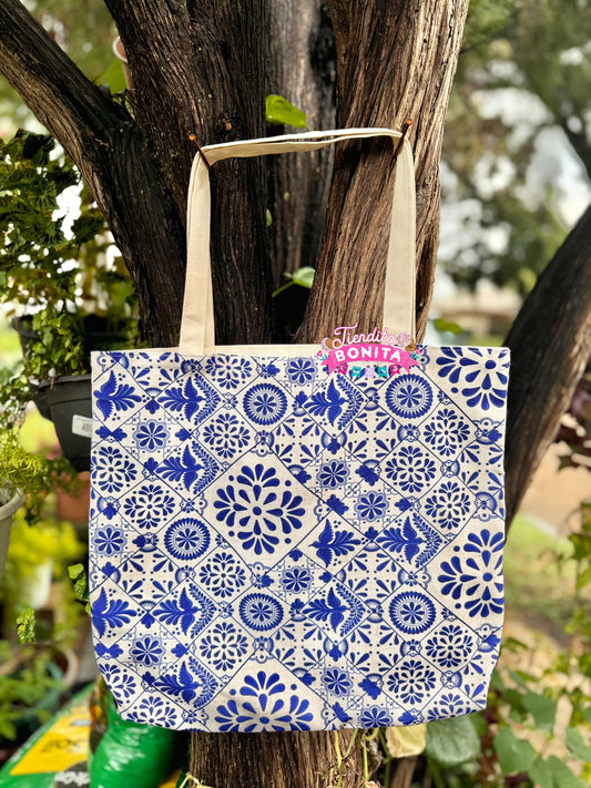 Blue Talavera tote bag