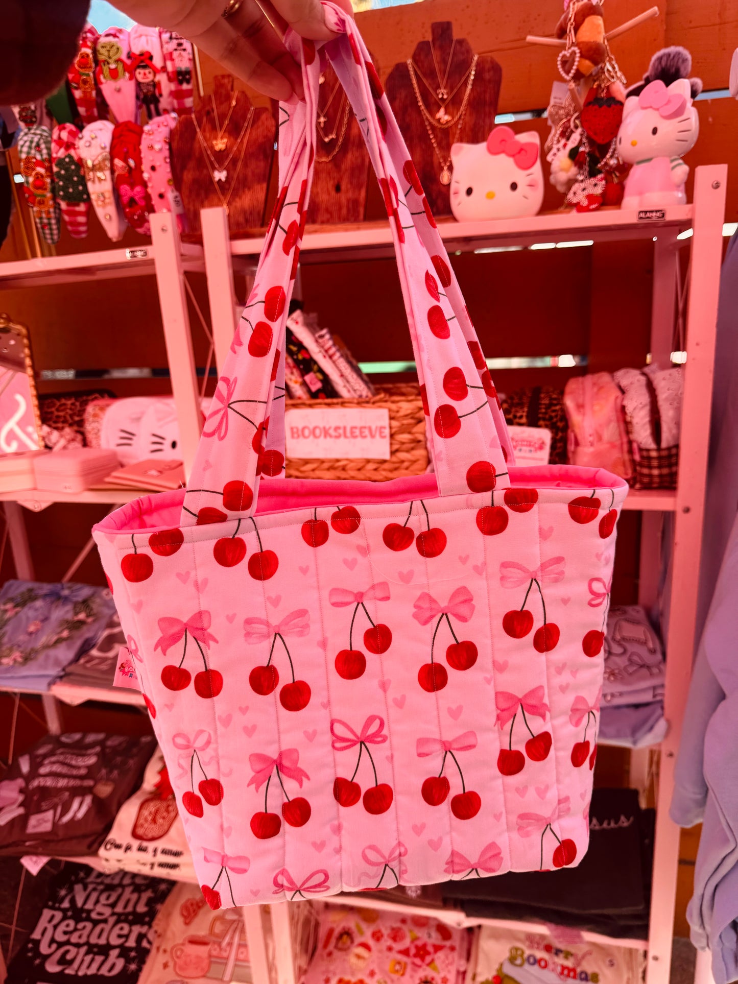 Cherry quilted tote (with tote )
