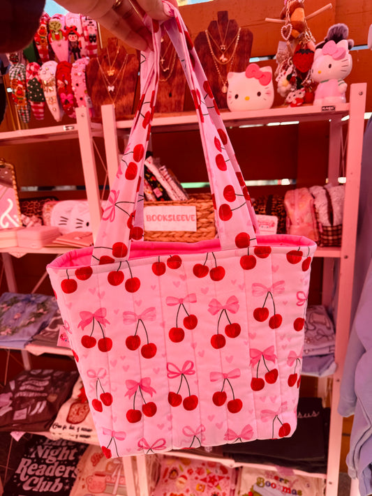 Cherry quilted tote (with tote )
