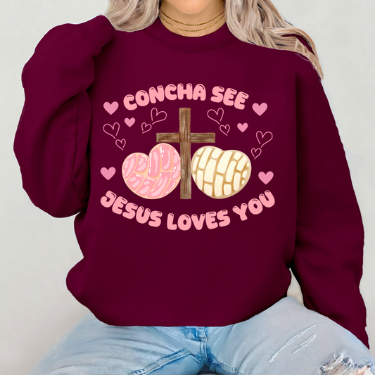 Concha see Jesus loves you crewneck
