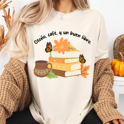 Otoño, cafe, y un buen libro t-shirt