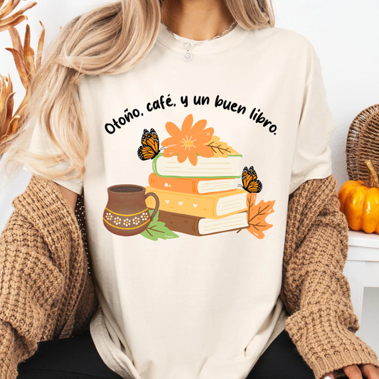 Otoño, cafe, y un buen libro t-shirt