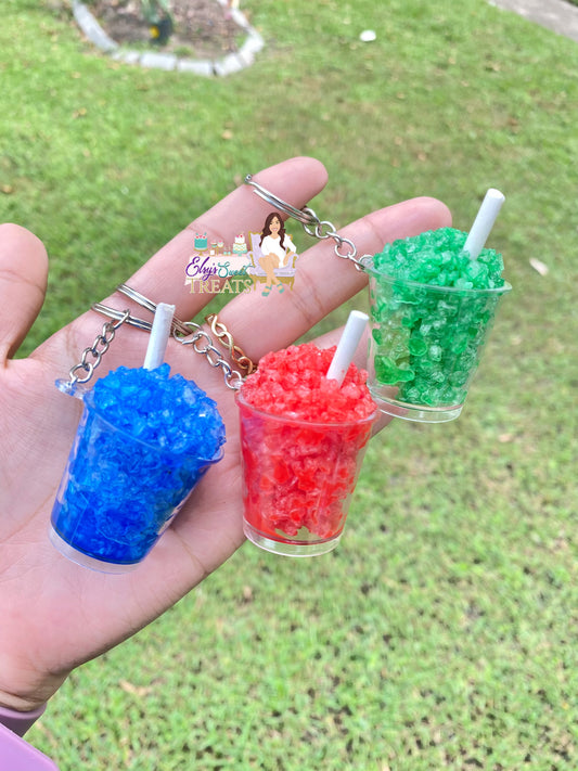 Limón , cherry , and bubble gum raspa keychains